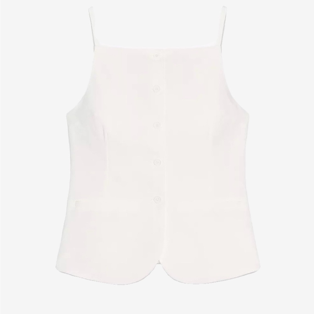 Zara White Button-Front Camisole - Picture 4 of 4